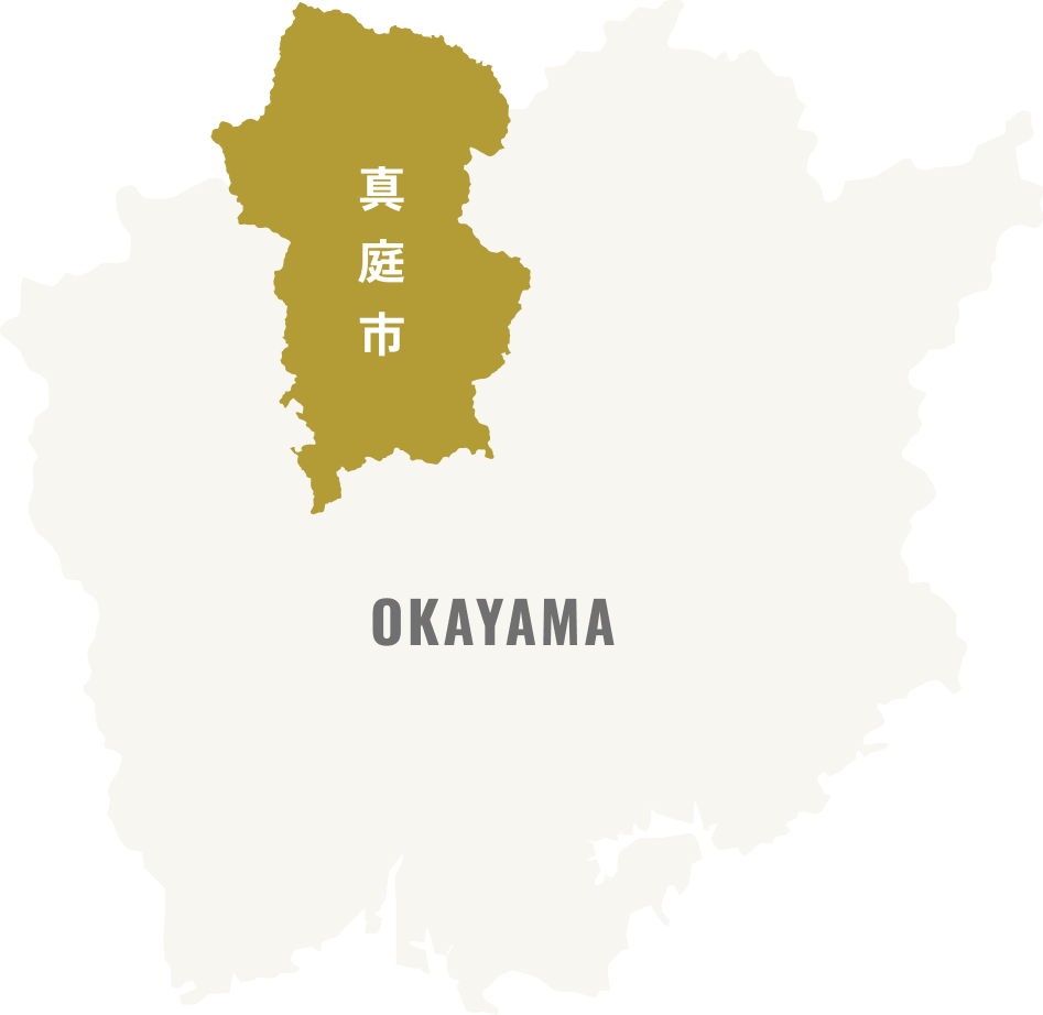 岡山県内の真庭市の位置